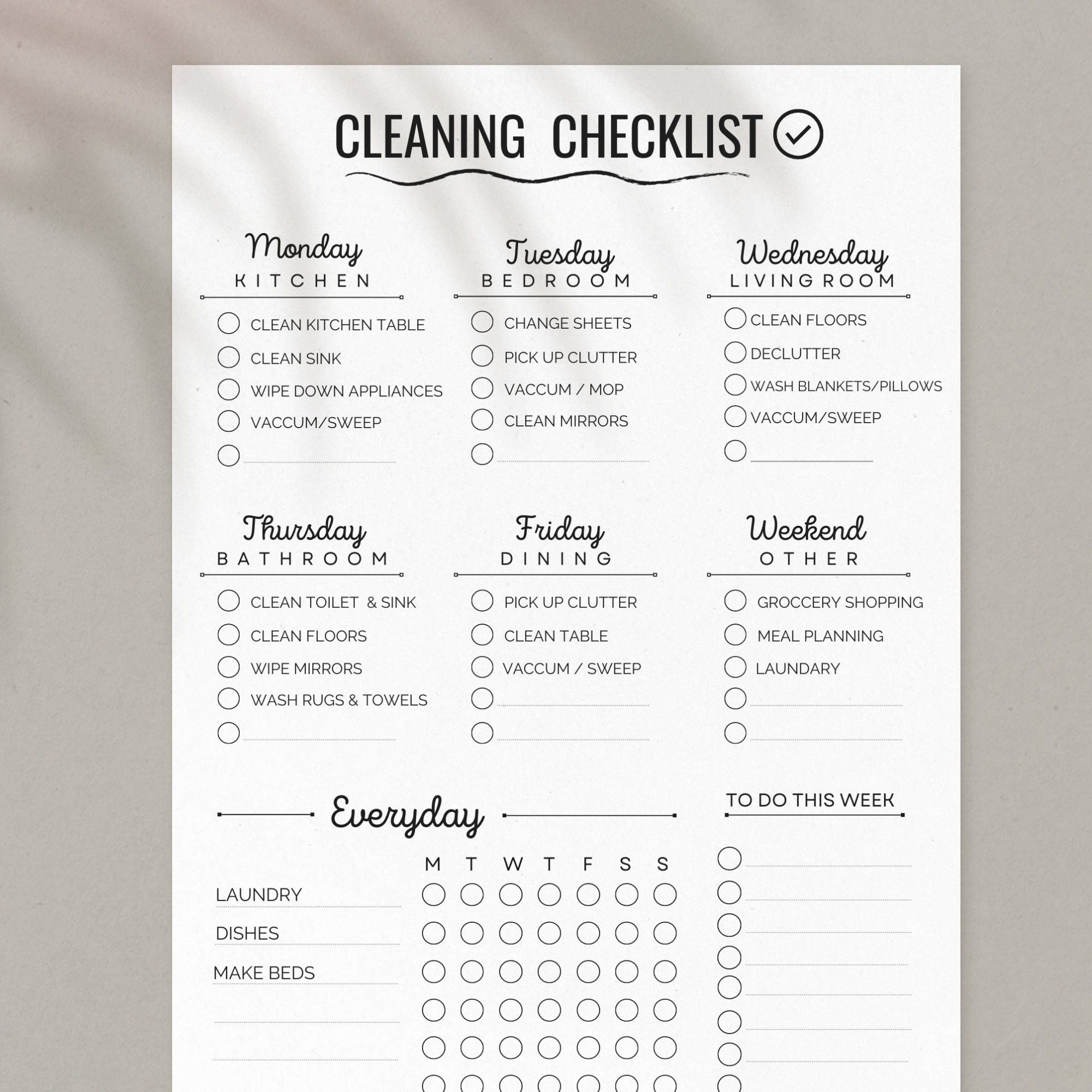 Daily quick-cleaning checklist – SheKnows