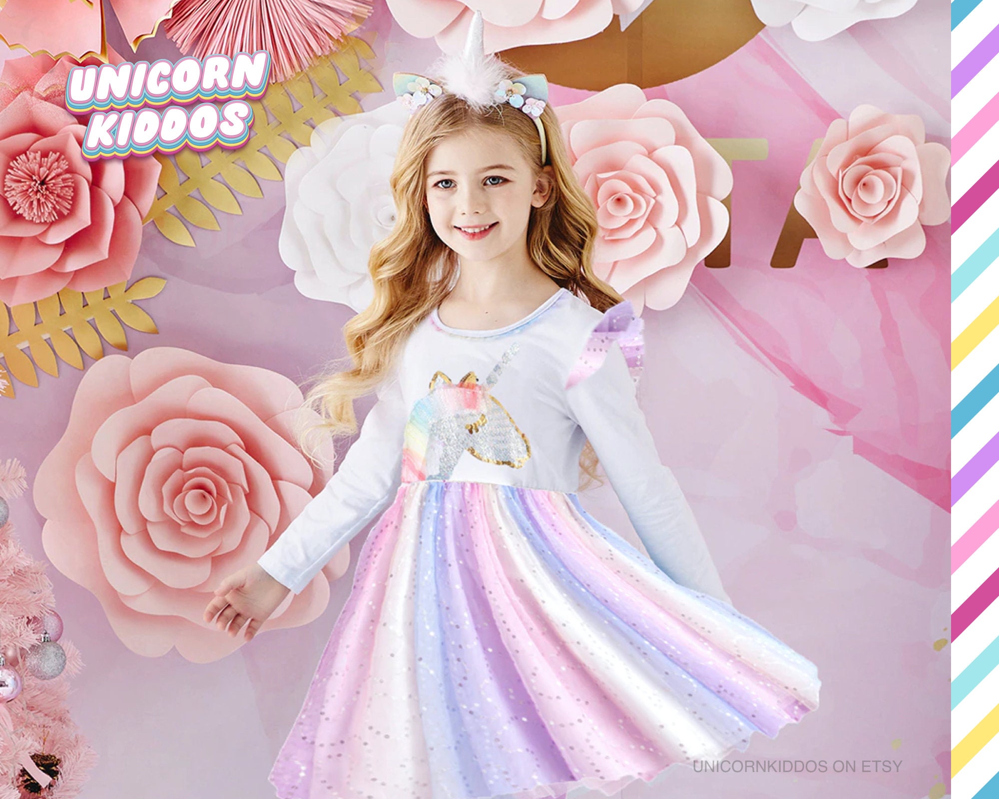 UD1010 Kid Princess Dress Kid Unicorn 