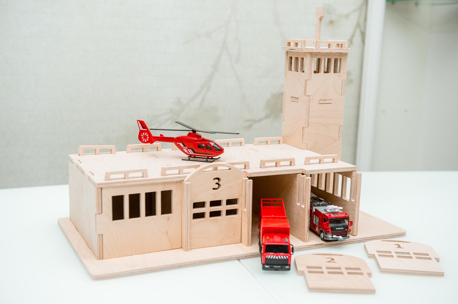 Fire Station Set Wooden Kids Fire Station Set Wooden toy 3D Etsy