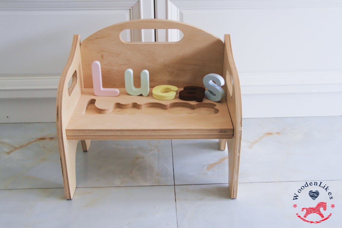 Toddler Personalized Chair Puzzle Name Chair Small Bench Etsy