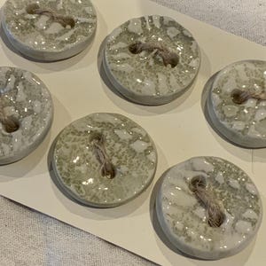 Ceramic Buttons 6pk - Lace - Soft Sage