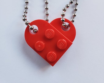 Two Half Heart Necklaces Made From LEGO® Bricks