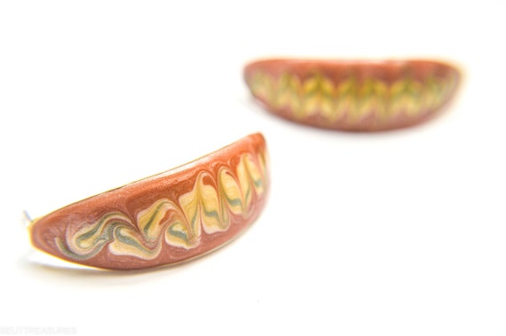 Hand Painted Vintage Half Hoop Earrings