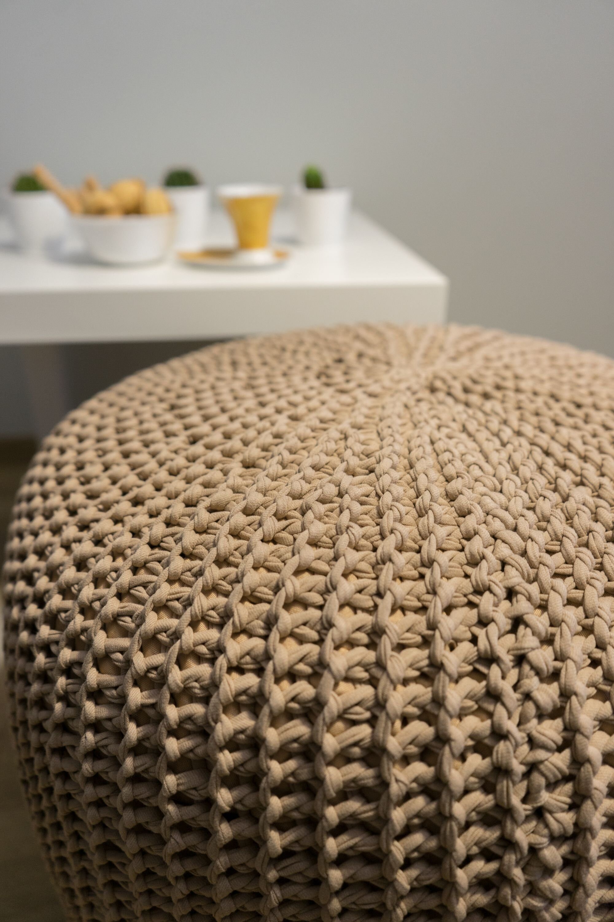 Handmade pouf knitted Ottoman living room pouf flour ottoman Etsy