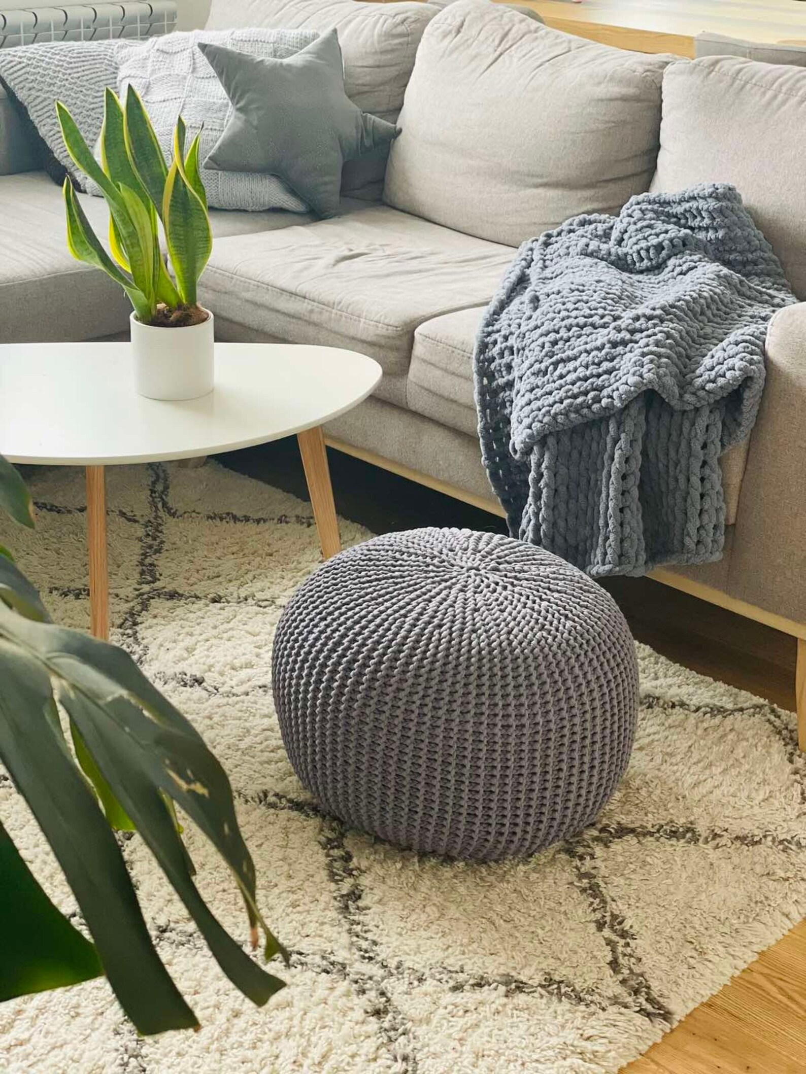 Handmade pouf knitted Ottoman living room pouf flour ottoman Etsy