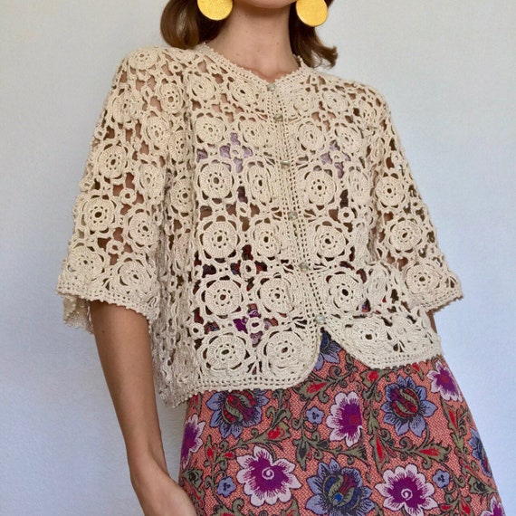 Vintage 60’s Tapestry Crochet Blouse