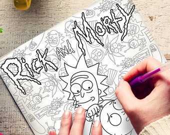 PRINTABLE Rick & Morty Inspired Colouring Page