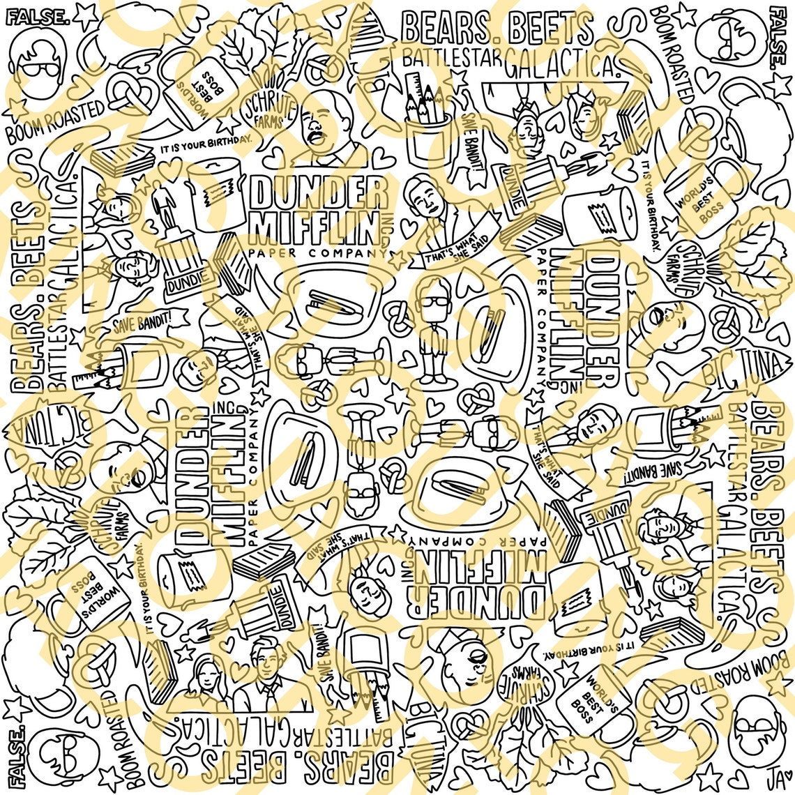 PRINTABLE the Office Dunder Mifflin Colouring Page Digital Download - Etsy