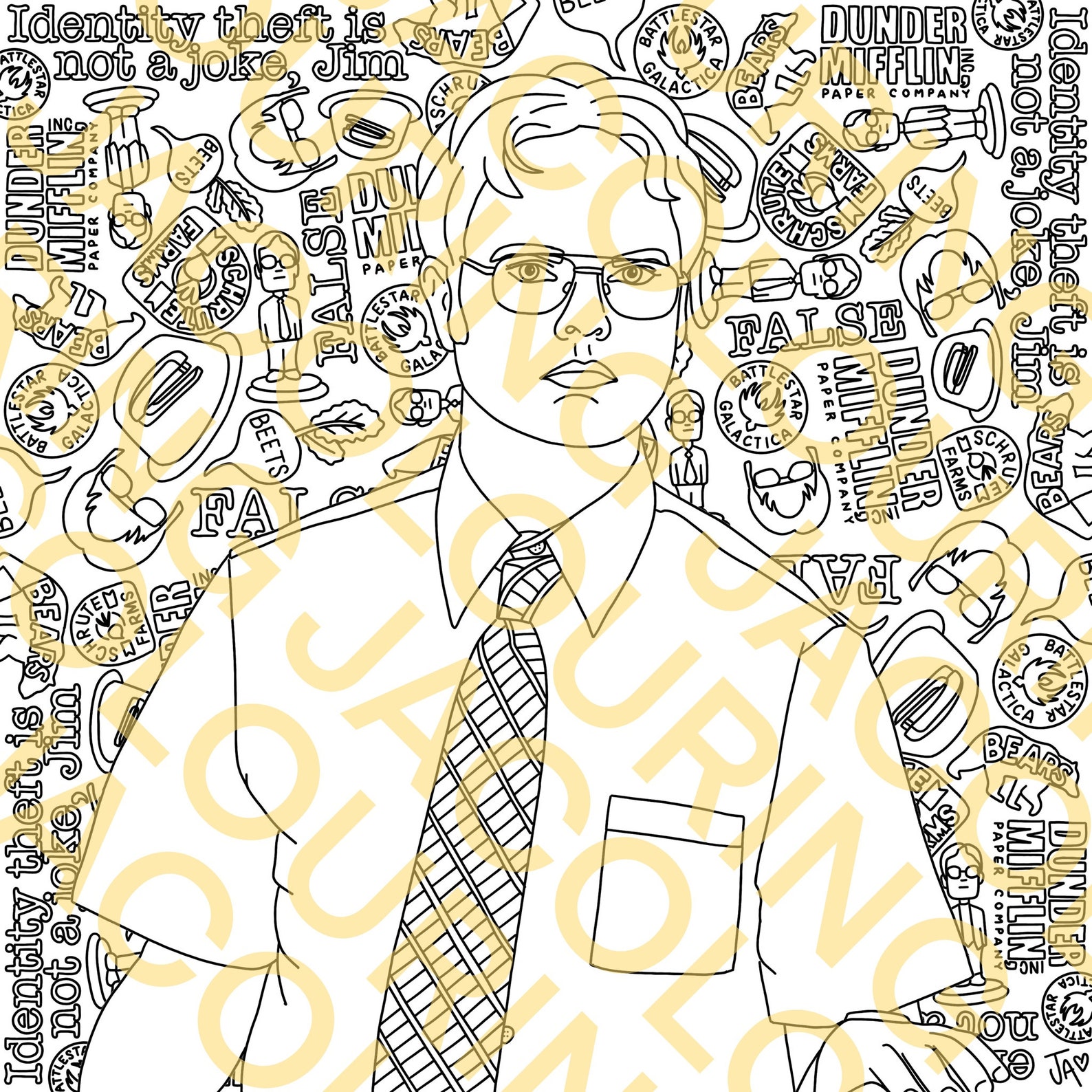 PRINTABLE Dwight Schrute the Office Colouring Page Digital - Etsy Canada
