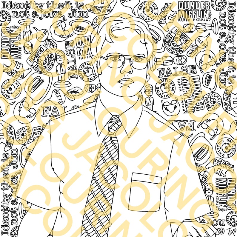 PRINTABLE Dwight Schrute the Office Colouring Page Digital - Etsy Canada