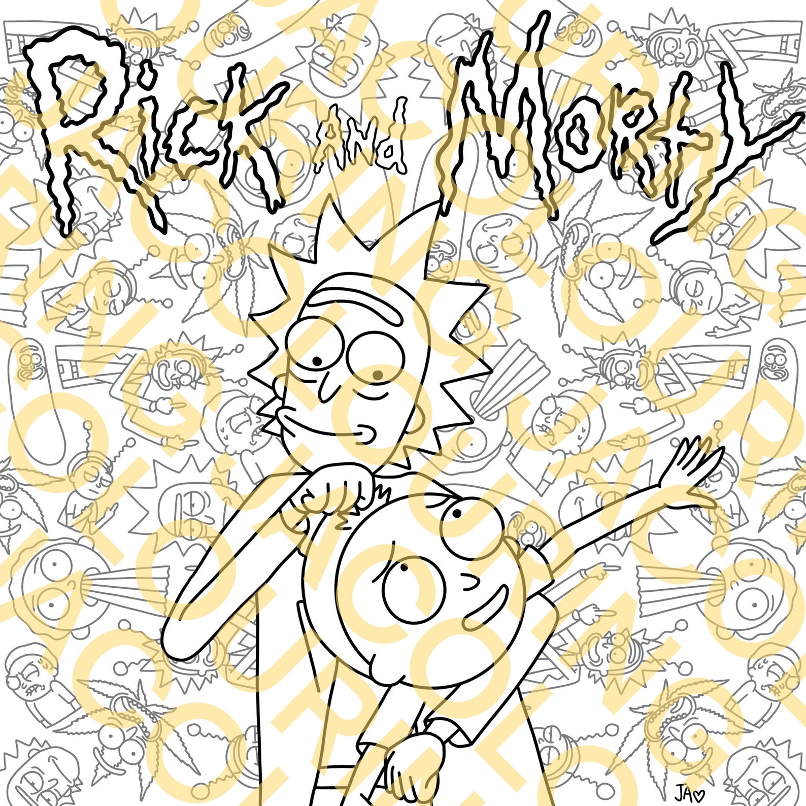 PRINTABLE Rick &amp; Morty Inspired Colouring Page - Etsy