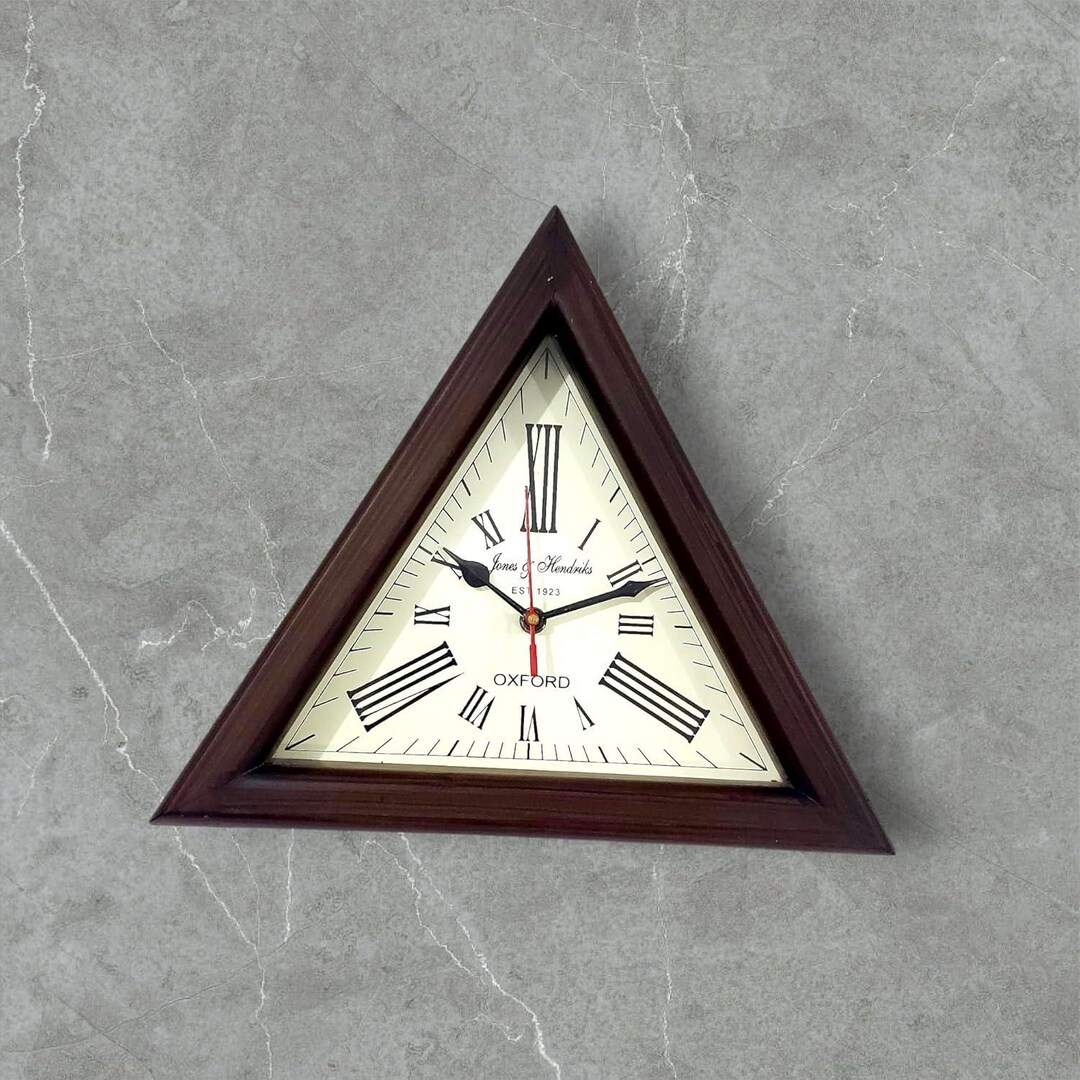 Handmade Wooden Triangle Wall Clock: Vintage Nautical Decor (12 Inch ...