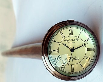 Wooden Cane/Walking Stick with Brass Watch/Clock head Handle on Top /Gift Item for Elders Men/Women and grandparents/ Decoration Item