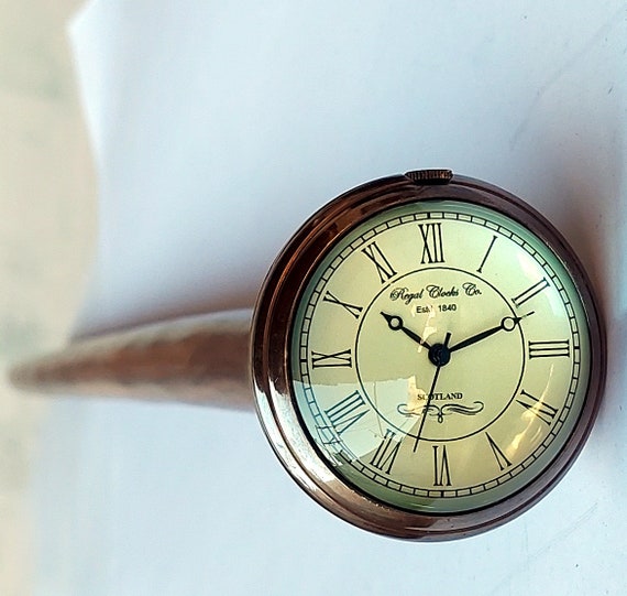Handmade Rosewood Walking Cane – Antique Brass Clock Handle Wooden Walking Stick Personalized Dial
