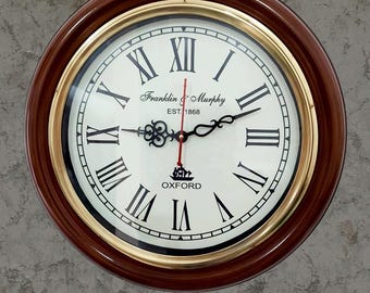 12 inch Handmade Wooden Wall Clock Living Home Office wall Decor Wood craft Timepiece Gift for men Women Vintage Style Clock