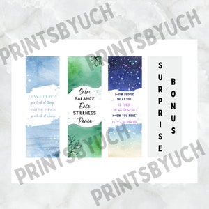Set of 4 Printable Bookmarks, Quotes About Life, Inspirational Quotes ...