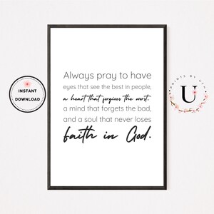 Ore siempre, Arte de pared imprimible con versos de la Biblia, Tarjetas de afirmación, Citas sobre la vida, Citas inspiradoras, Impresión tipográfica, Decoración navideña