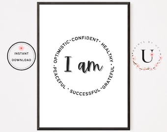 Self love, Positive Affirmation Art, Affirmation Cards, Law of Attraction, Vision Board Printables, Printable Wall Art, Inspirational Quotes