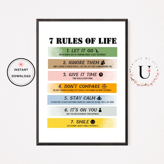 Quotes About Life 7 Rules of Life Poster Popular Printables 