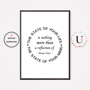 Minimal Wall Art Set of 5, Wayne Dyer, Popular Right Now, Vision Board Printables, Quotes about life, Mental Health Therapist Gift, Yoga image 6