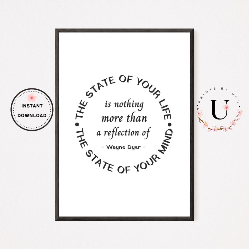Minimal Wall Art Set of 5, Wayne Dyer, Popular Right Now, Vision Board Printables, Quotes about life, Mental Health Therapist Gift, Yoga image 6