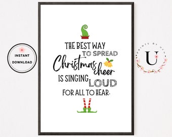 Elf the Buddy, Christmas Printables, Printable Wall Art, Holiday Decor, Christmas Gift for Mom from Daughter, Popular Printables, Art Prints