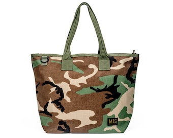 TOTE BAG - Woodland Camo | 1000 denier Dupont Cordura Nylon with a water-resistant Urethane coating | Made in the USA