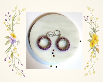 Hoop Earrings, Dangle, Beaded, Handmade, Peyote Weave, Statement Earrings, Unique, Exquisite, Gift for Her.