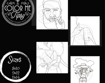 Predrawn/Smoke and chill / 420 canvas/ Puff & Paint/Presketched /paint and sip/ Date Night/ Adult Paint / marijuana / weed /Valentines