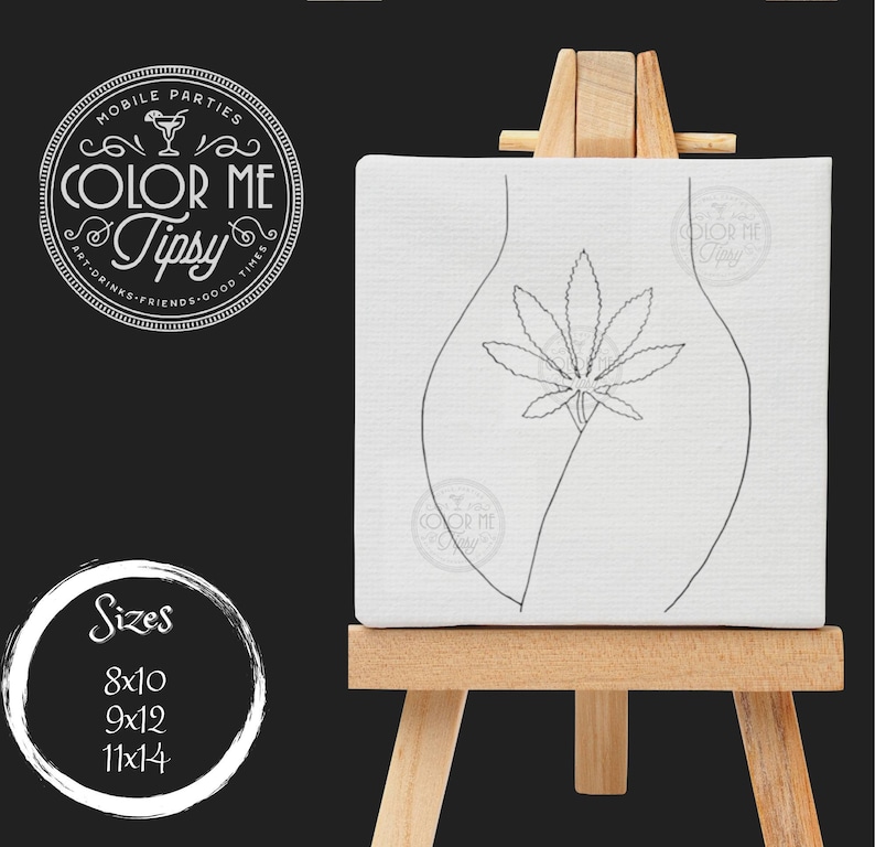Predrawn canvas / High Places/ Presketched canvas / Puff and Paint / Adult Paint Party / sip and paint / Smoke and Paint/420 canvas image 1