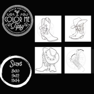 Predrawn canvas/ Cowboy boots/ Paint and sip/ DIY Paint Party/ Homeschool/ Camp/ Girls night / Date Night/Country/ Teacher crafts/birthday