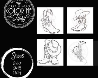 Predrawn canvas/ Cowboy boots/ Paint and sip/ DIY Paint Party/ Homeschool/ Camp/ Girls night / Date Night/Country/ Teacher crafts/birthday