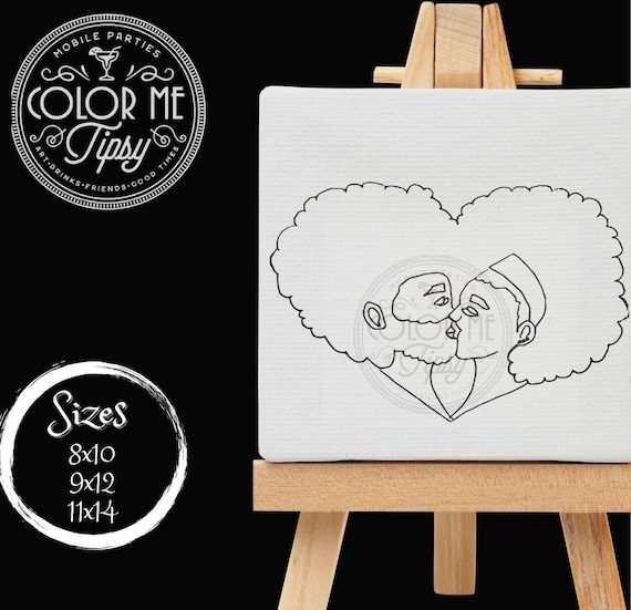 Dancing Couple/date Night/valentines DIY Paint Kit,pre-drawn/outline/sketched  Canvas/teen/adult Painting,african,paint & Sip,black Love 