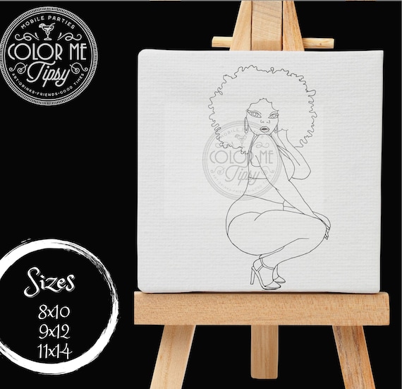Pre drawn canvas / Bodacious Beauty/ PreSketched /  Canvas / Bikini pic/ Beach Please / DIY Paint Party / Paint & Party / Canvas painting