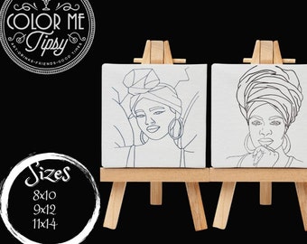 Predrawn/Boho Island vibe/ Headwrap queen/ DIY Paint Party/ Paint and Sip / DIY art kit/Paint Party /Presketched/ Mother's Day