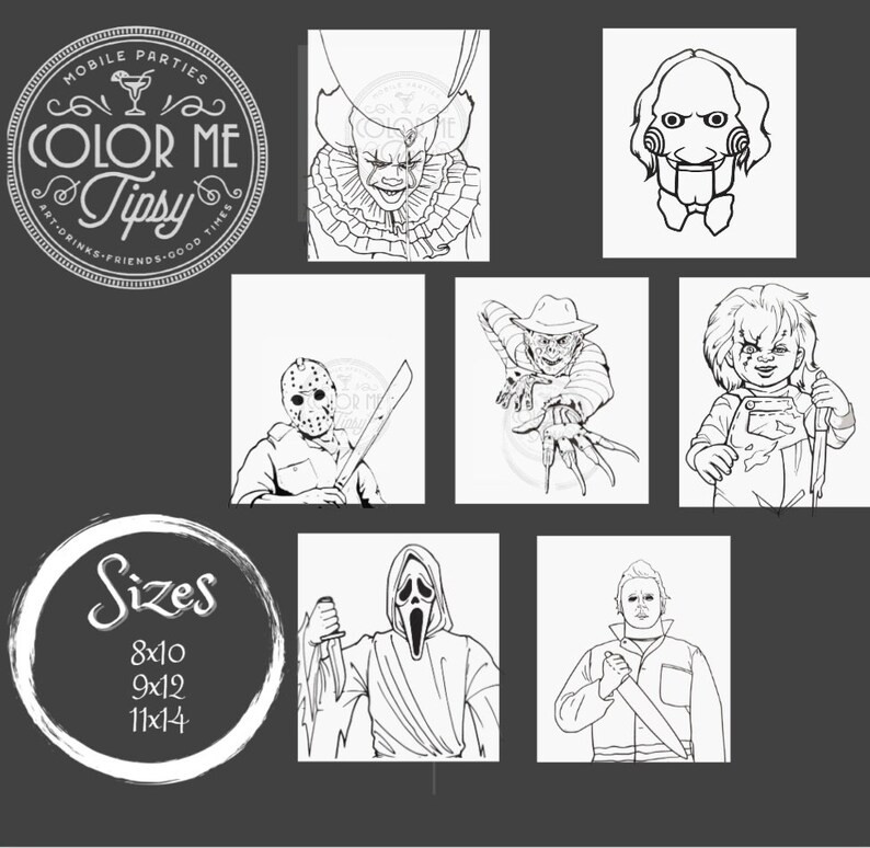 Freddy Krueger / Jason / Pennywise/ Friday the 13th/ It/pre Drawn Canvas / Paint & Sip / DIY