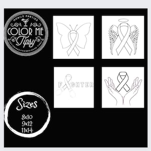 Paint Party/Cancer Awareness/ pre-drawn/outline/ Teen/ Adult/ Paint & Sip/ Presketched/Art Party/Father’s Day/ Mother&#39;s Day/Birthday