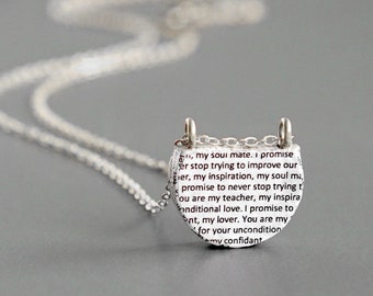 First wedding anniversary gift for wife, Paper necklace personalised with wedding wovs or song lyrics, Traditional custom 1st year gift