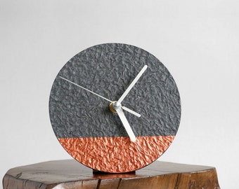 Modern mantel clock for minimalist eco-friendly interior, Industrial recycled paper table decor, 1st anniversary gift for couple