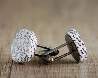 Personalised paper cufflinks for 1st wedding anniversary, Romantic first year gift for husband handmade from wedding vows od song lyrics