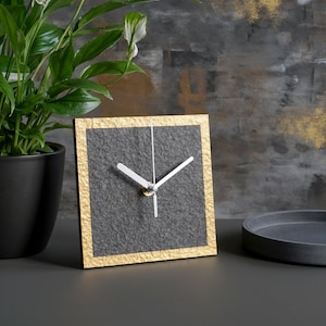 Luxury black and gold mantel clock, Modern free standing table decoration, Traditional recycled paper 1st anniversary gift for couple image 7