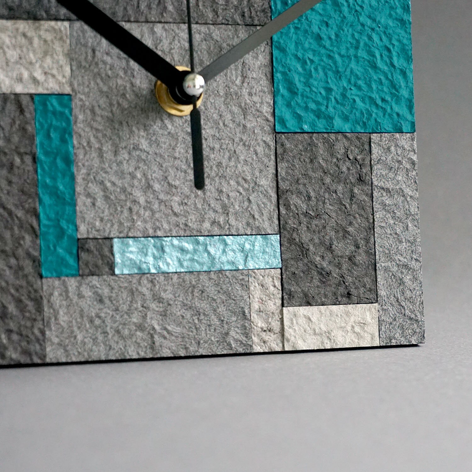 Modern Geometric Table Clock, Unique Abstract Upcycled Paper Home Decor ...