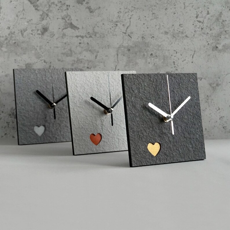 1st Wedding Anniversary Gift for Couple, Recycled Paper Table Clock