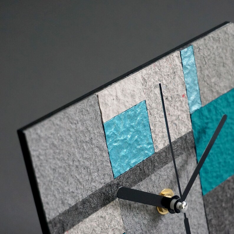 Modern Geometric Table Clock, Unique Abstract Upcycled Paper Home Decor ...