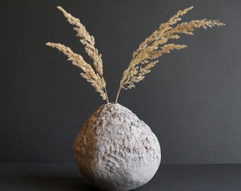 Organic Paper Mache Vase,  Wabi Sabi Decoration, Modern Home Decor