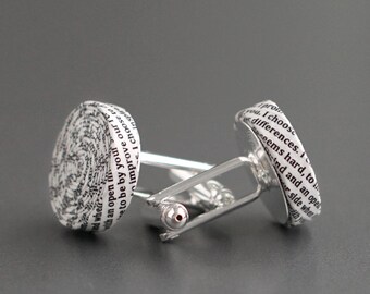 1st Anniversary Gift For Husband, Personalised Paper Cufflinks Handmade From Wedding Vows or Song Lyrics, One Year Gift For Him