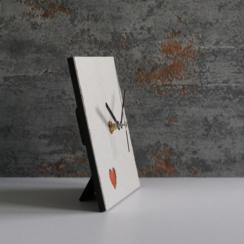 1st Wedding Anniversary Gift for Couple, Recycled Paper Table Clock