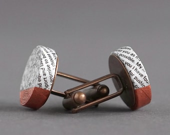 7th Anniversary Gift For Husband, Personalised Paper Cuff Links Handmade From Your Wedding Vows or Song Lyrics, Seventh Year Gift For Him