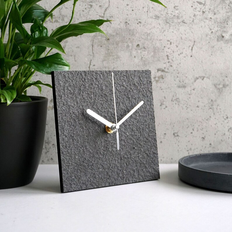 Black Minimalist Paper Clock Modern Square Table Clock Etsy