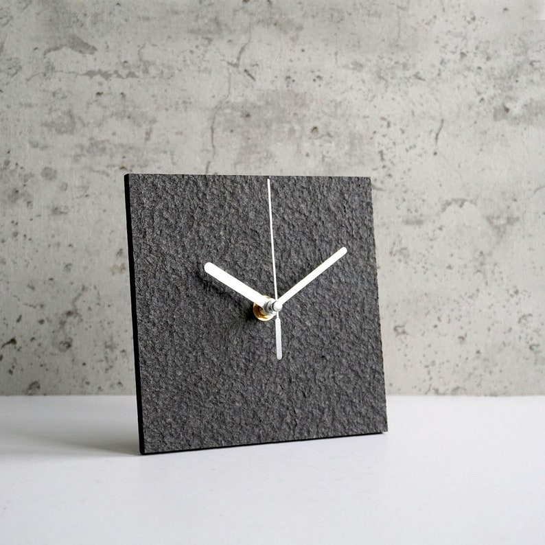 Black Minimalist Paper Clock Modern Square Table Clock Etsy